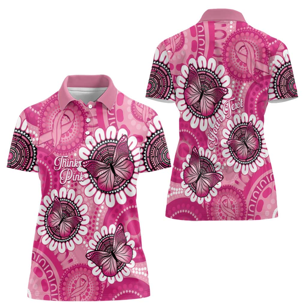 Personalised Australia Indigenous Women Polo Shirt Breast Cancer Ribbon Think Pink - Pink Version LT14