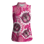 Personalised Australia Indigenous Women Sleeveless Polo Shirt Breast Cancer Ribbon Think Pink - Pink Version LT14