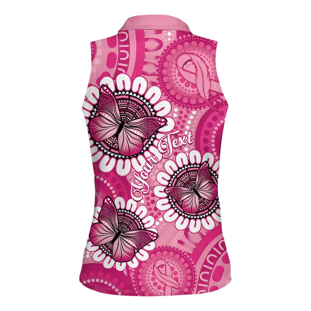 Personalised Australia Indigenous Women Sleeveless Polo Shirt Breast Cancer Ribbon Think Pink - Pink Version LT14