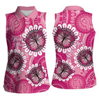 Personalised Australia Indigenous Women Sleeveless Polo Shirt Breast Cancer Ribbon Think Pink - Pink Version LT14