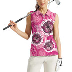 Personalised Australia Indigenous Women Sleeveless Polo Shirt Breast Cancer Ribbon Think Pink - Pink Version LT14