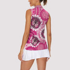 Personalised Australia Indigenous Women Sleeveless Polo Shirt Breast Cancer Ribbon Think Pink - Pink Version LT14