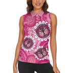 Personalised Australia Indigenous Women Sleeveless Polo Shirt Breast Cancer Ribbon Think Pink - Pink Version LT14