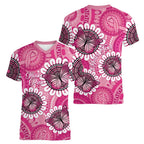 Personalised Australia Indigenous Women V-Neck T-Shirt Breast Cancer Ribbon Think Pink - Pink Version LT14