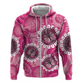 Personalised Australia Indigenous Zip Hoodie Breast Cancer Ribbon Think Pink - Pink Version LT14