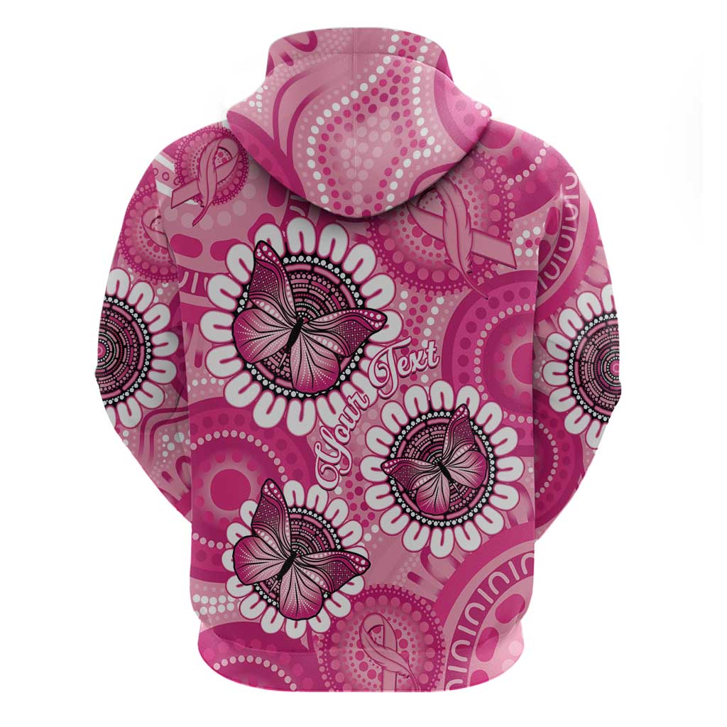Personalised Australia Indigenous Zip Hoodie Breast Cancer Ribbon Think Pink - Pink Version LT14