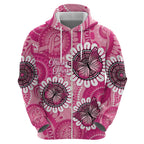 Personalised Australia Indigenous Zip Hoodie Breast Cancer Ribbon Think Pink - Pink Version LT14