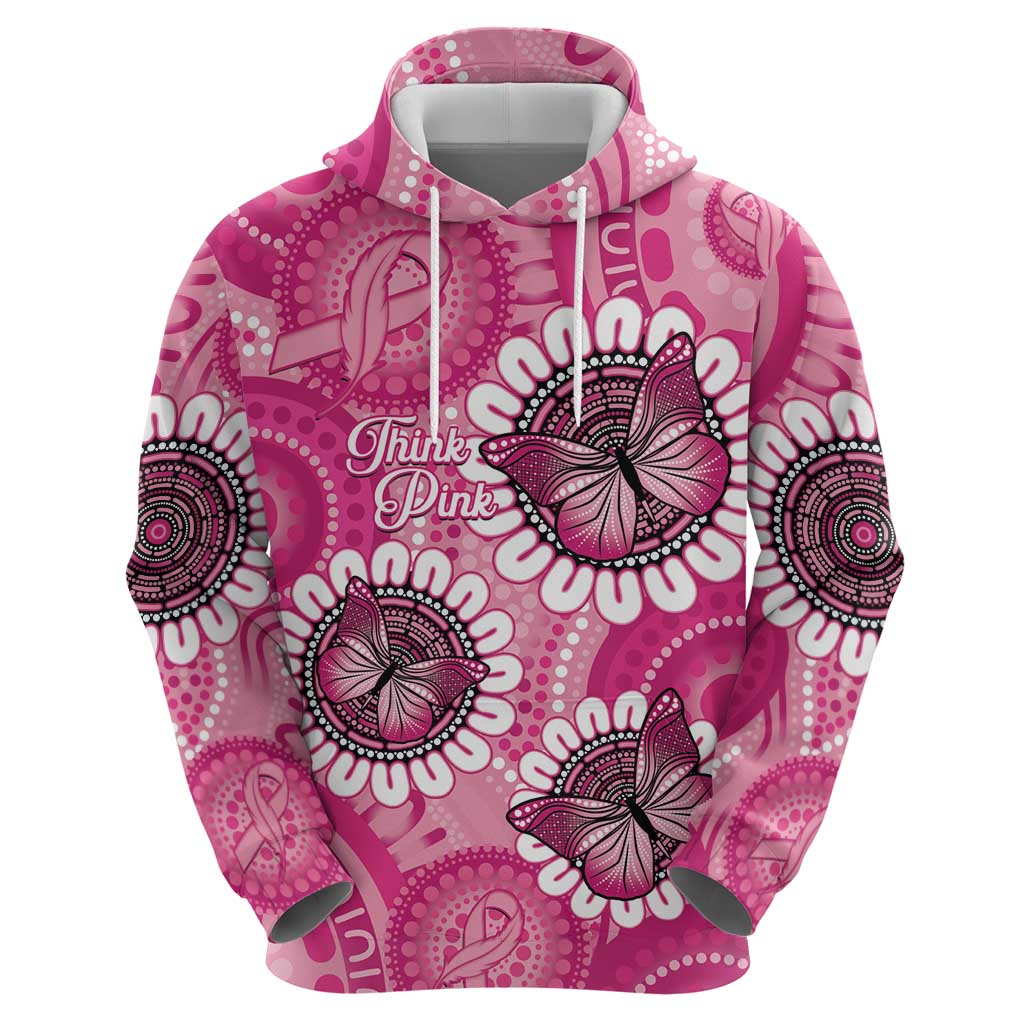 Personalised Australia Indigenous Zip Hoodie Breast Cancer Ribbon Think Pink - Pink Version LT14
