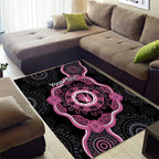 Personalised Australia Breast Cancer Area Rug Brave Strong Aboriginal Art
