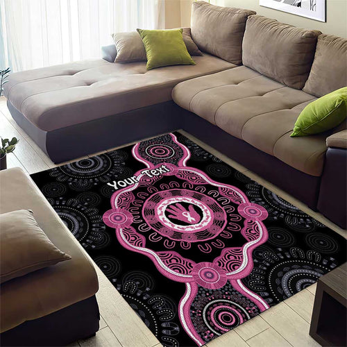 Personalised Australia Breast Cancer Area Rug Brave Strong Aboriginal Art