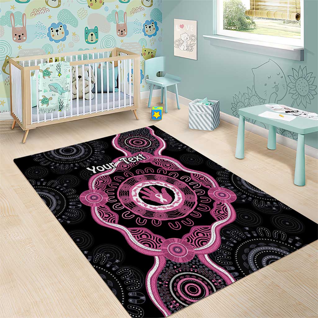 Personalised Australia Breast Cancer Area Rug Brave Strong Aboriginal Art