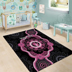 Personalised Australia Breast Cancer Area Rug Brave Strong Aboriginal Art