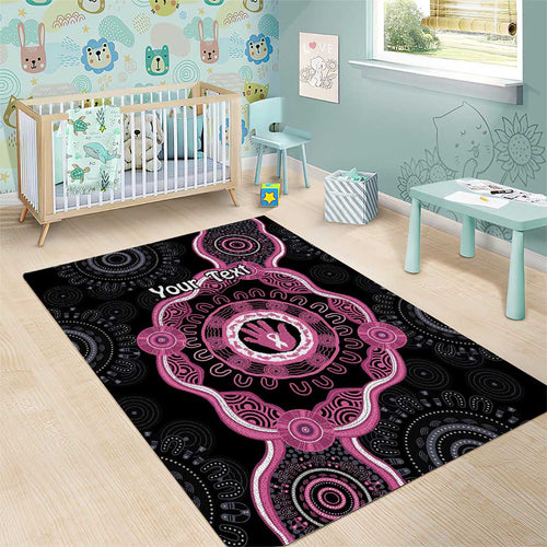 Personalised Australia Breast Cancer Area Rug Brave Strong Aboriginal Art