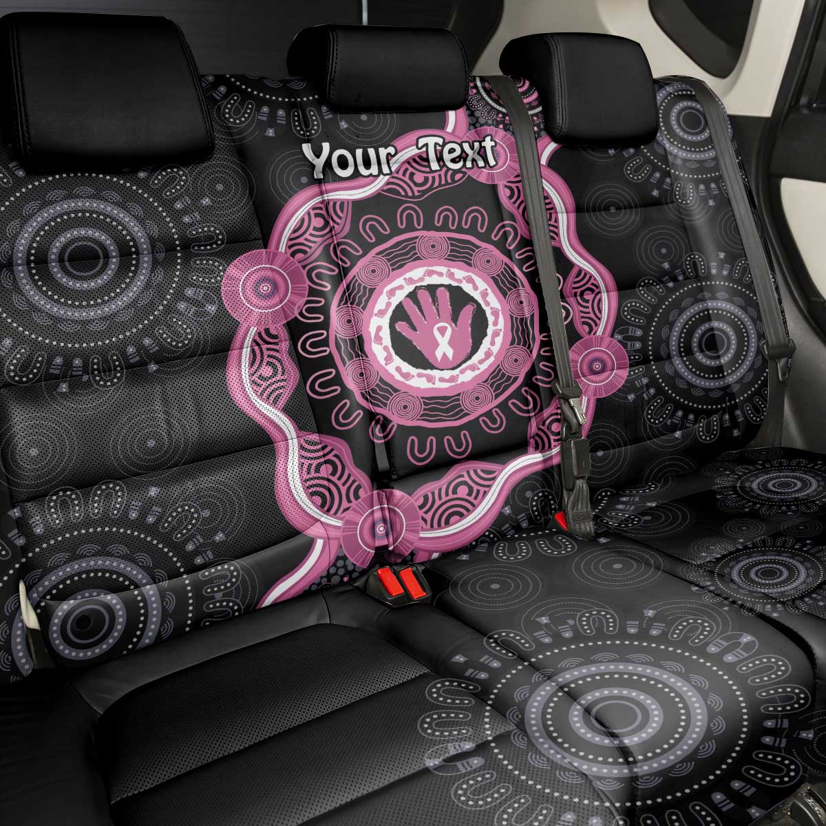 Personalised Australia Breast Cancer Back Car Seat Cover Brave Strong Aboriginal Art