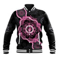 Personalised Australia Breast Cancer Baseball Jacket Brave Strong Aboriginal Art