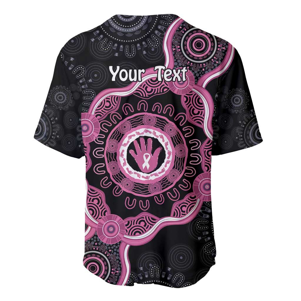 Personalised Australia Breast Cancer Baseball Jersey Brave Strong Aboriginal Art