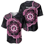 Personalised Australia Breast Cancer Baseball Jersey Brave Strong Aboriginal Art