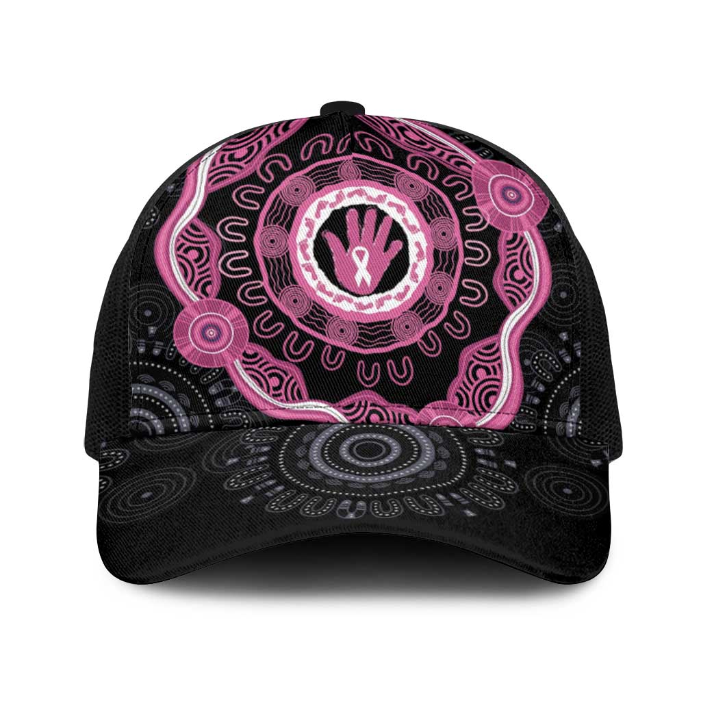 Australia Breast Cancer Baseball Net Cap Brave Strong Aboriginal Art - Aussie Hoodie