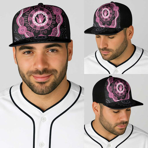 Australia Breast Cancer Baseball Net Cap Brave Strong Aboriginal Art - Aussie Hoodie