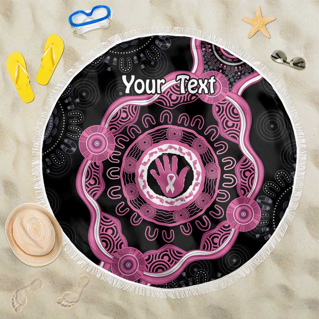 Personalised Australia Breast Cancer Beach Blanket Brave Strong Aboriginal Art