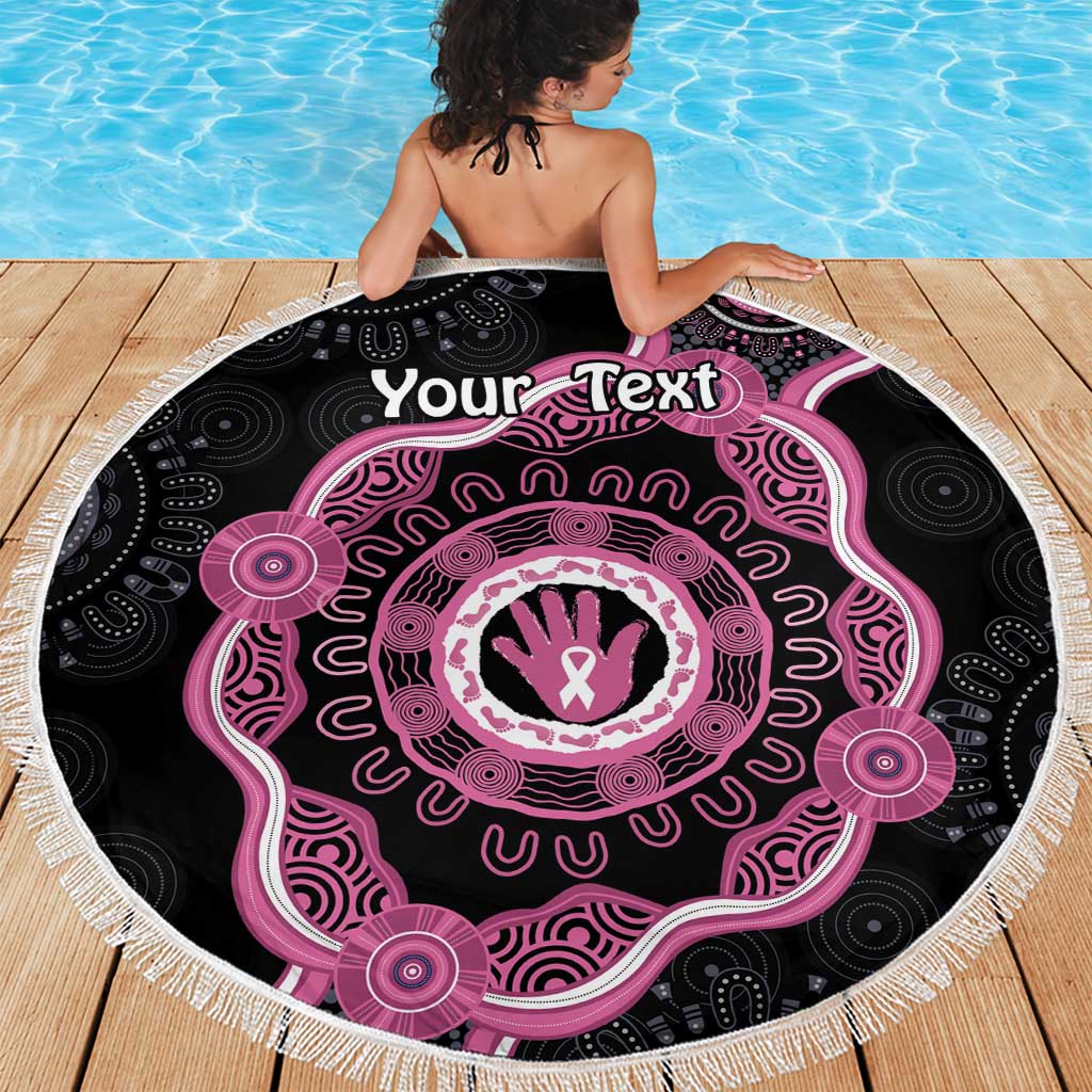 Personalised Australia Breast Cancer Beach Blanket Brave Strong Aboriginal Art