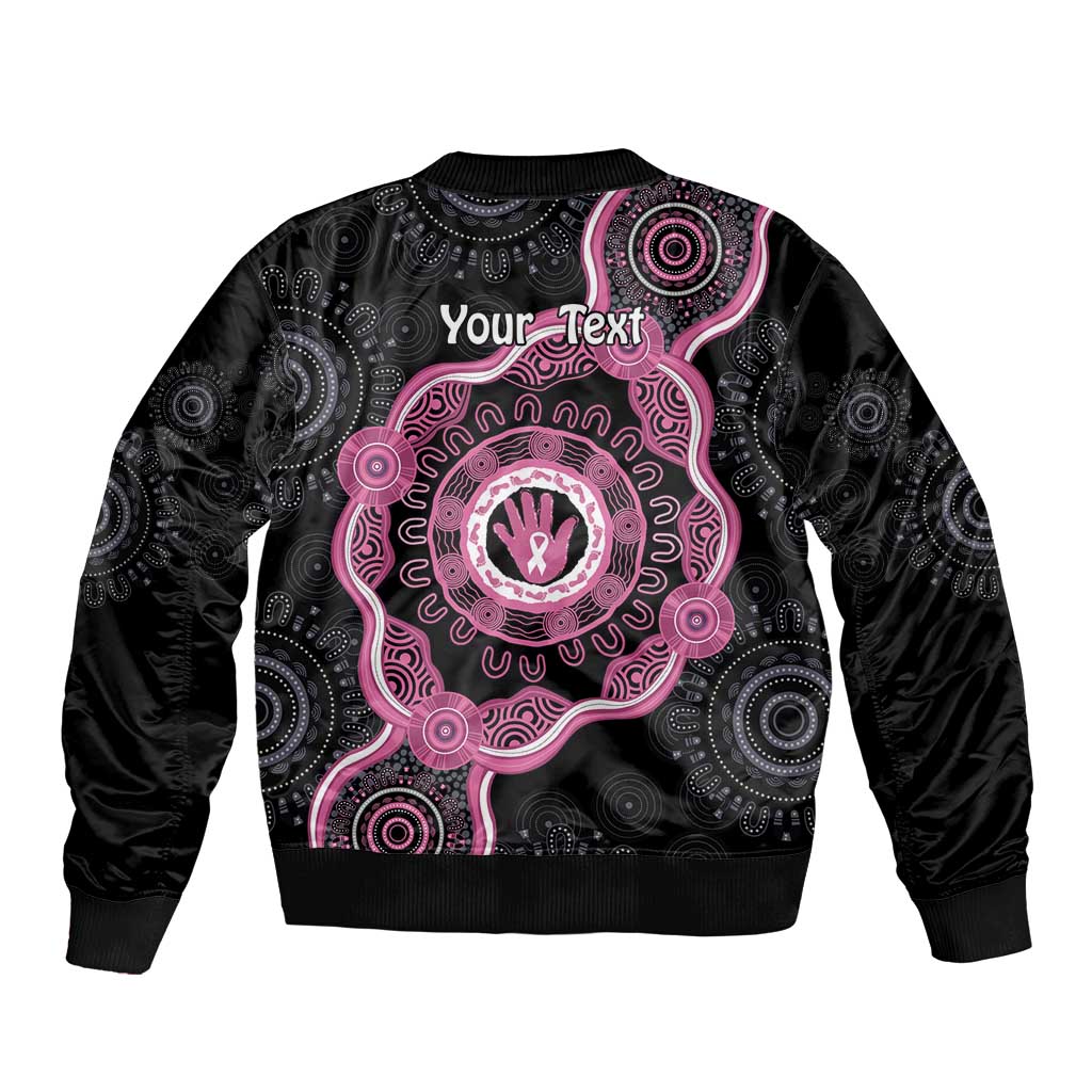Personalised Australia Breast Cancer Bomber Jacket Brave Strong Aboriginal Art