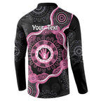 Personalised Australia Breast Cancer Button Sweatshirt Brave Strong Aboriginal Art