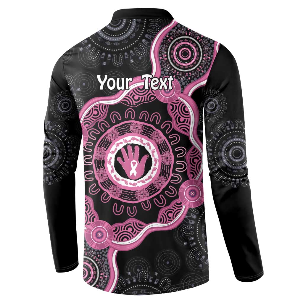 Personalised Australia Breast Cancer Button Sweatshirt Brave Strong Aboriginal Art