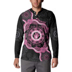 Personalised Australia Breast Cancer Button Sweatshirt Brave Strong Aboriginal Art