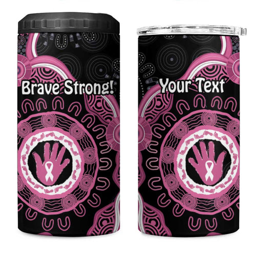 Personalised Australia Breast Cancer 4 in 1 Can Cooler Tumbler Brave Strong Aboriginal Art