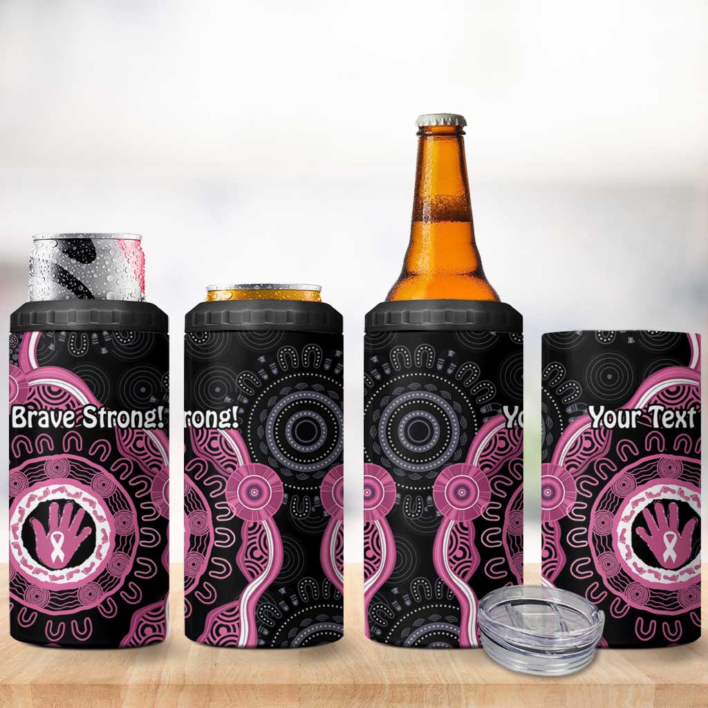 Personalised Australia Breast Cancer 4 in 1 Can Cooler Tumbler Brave Strong Aboriginal Art
