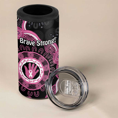 Personalised Australia Breast Cancer 4 in 1 Can Cooler Tumbler Brave Strong Aboriginal Art