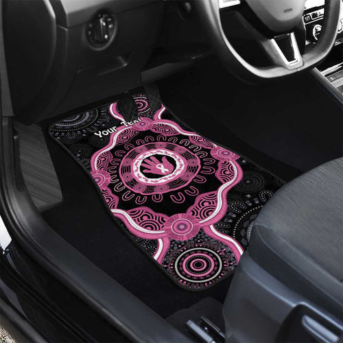 Personalised Australia Breast Cancer Car Mats Brave Strong Aboriginal Art