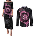 Personalised Australia Breast Cancer Couples Matching Puletasi and Long Sleeve Button Shirt Brave Strong Aboriginal Art