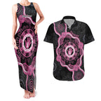 Personalised Australia Breast Cancer Couples Matching Tank Maxi Dress and Hawaiian Shirt Brave Strong Aboriginal Art