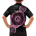 Personalised Australia Breast Cancer Family Matching Long Sleeve Bodycon Dress and Hawaiian Shirt Brave Strong Aboriginal Art