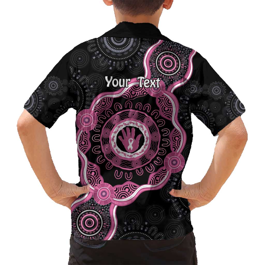 Personalised Australia Breast Cancer Family Matching Long Sleeve Bodycon Dress and Hawaiian Shirt Brave Strong Aboriginal Art