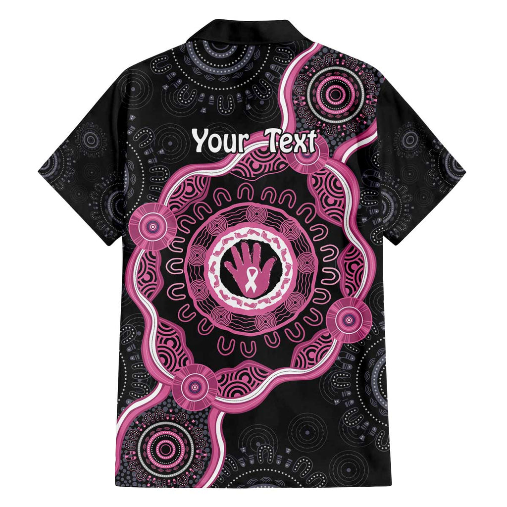 Personalised Australia Breast Cancer Family Matching Off The Shoulder Long Sleeve Dress and Hawaiian Shirt Brave Strong Aboriginal Art
