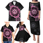 Personalised Australia Breast Cancer Family Matching Puletasi and Hawaiian Shirt Brave Strong Aboriginal Art