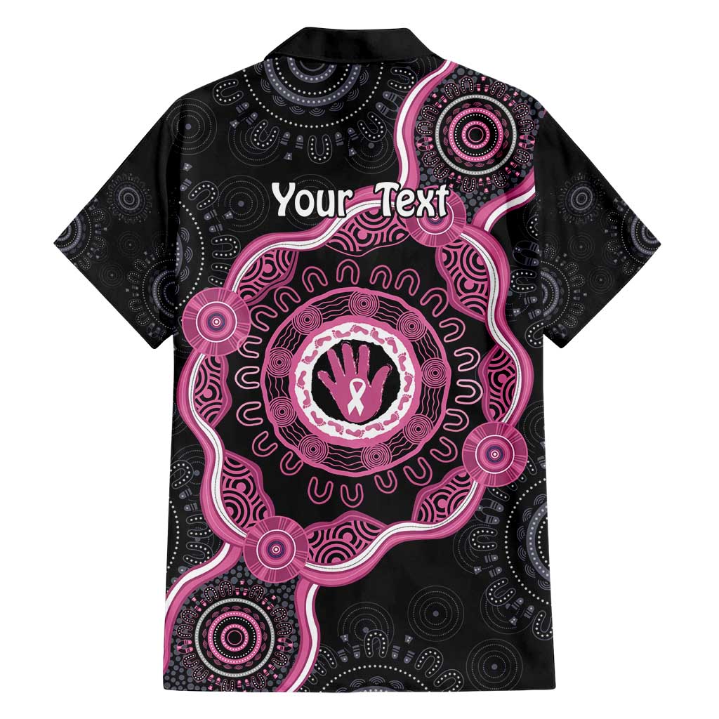 Personalised Australia Breast Cancer Family Matching Short Sleeve Bodycon Dress and Hawaiian Shirt Brave Strong Aboriginal Art