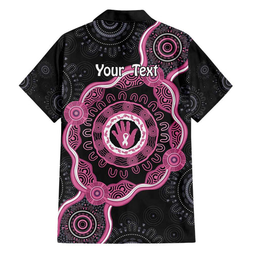 Personalised Australia Breast Cancer Family Matching Short Sleeve Bodycon Dress and Hawaiian Shirt Brave Strong Aboriginal Art