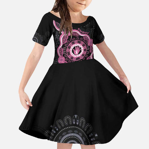 Personalised Australia Breast Cancer Family Matching Tank Maxi Dress and Hawaiian Shirt Brave Strong Aboriginal Art
