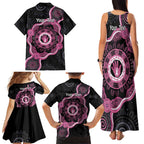 Personalised Australia Breast Cancer Family Matching Tank Maxi Dress and Hawaiian Shirt Brave Strong Aboriginal Art