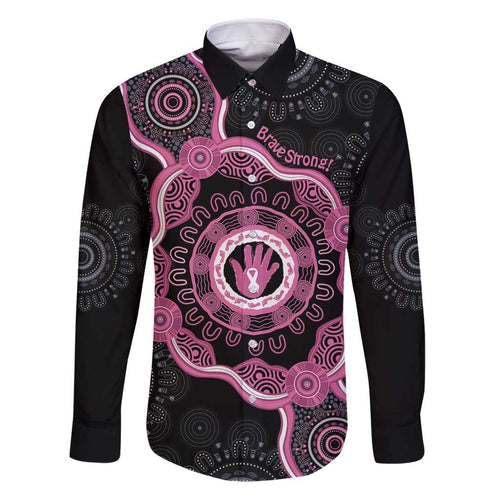 Personalised Australia Breast Cancer Family Matching Tank Maxi Dress and Hawaiian Shirt Brave Strong Aboriginal Art
