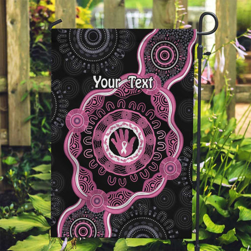 Personalised Australia Breast Cancer Garden Flag Brave Strong Aboriginal Art