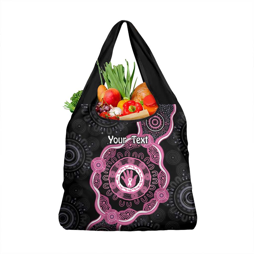 Personalised Australia Breast Cancer Grocery Bag Brave Strong Aboriginal Art