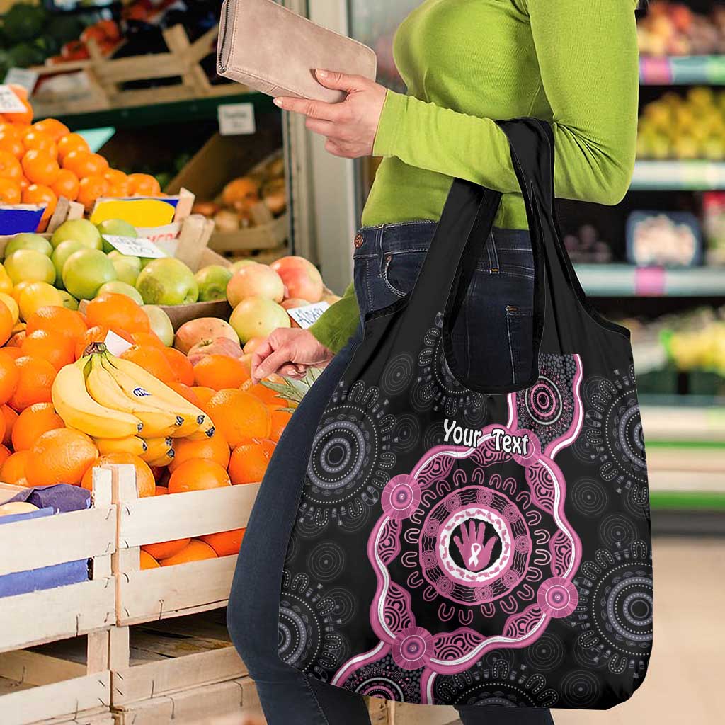 Personalised Australia Breast Cancer Grocery Bag Brave Strong Aboriginal Art