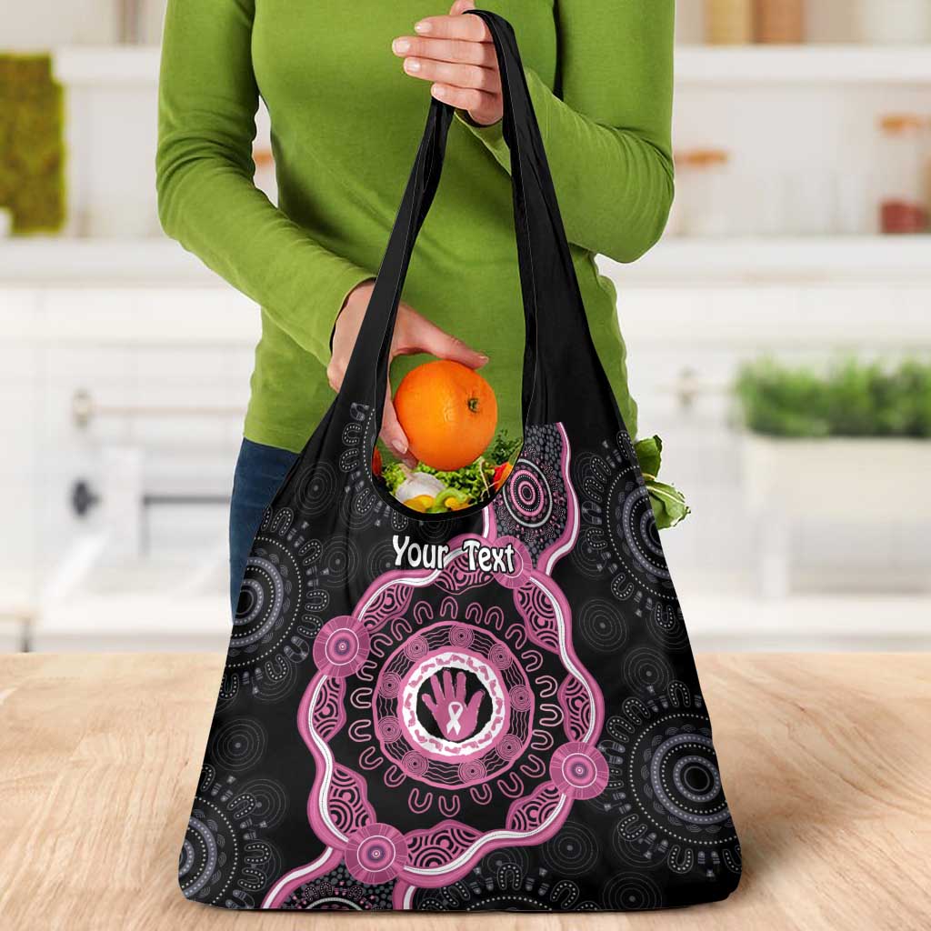 Personalised Australia Breast Cancer Grocery Bag Brave Strong Aboriginal Art