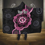 Personalised Australia Breast Cancer Hooded Blanket Brave Strong Aboriginal Art