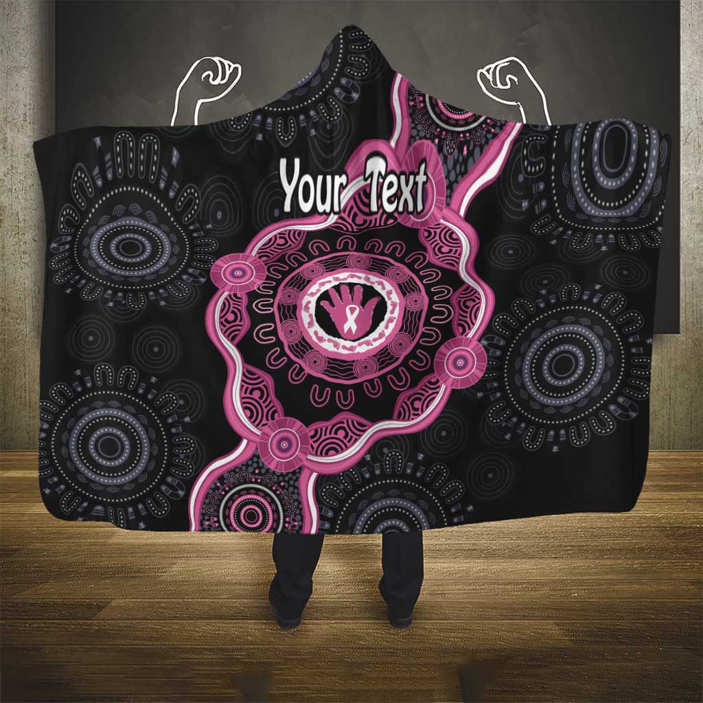 Personalised Australia Breast Cancer Hooded Blanket Brave Strong Aboriginal Art